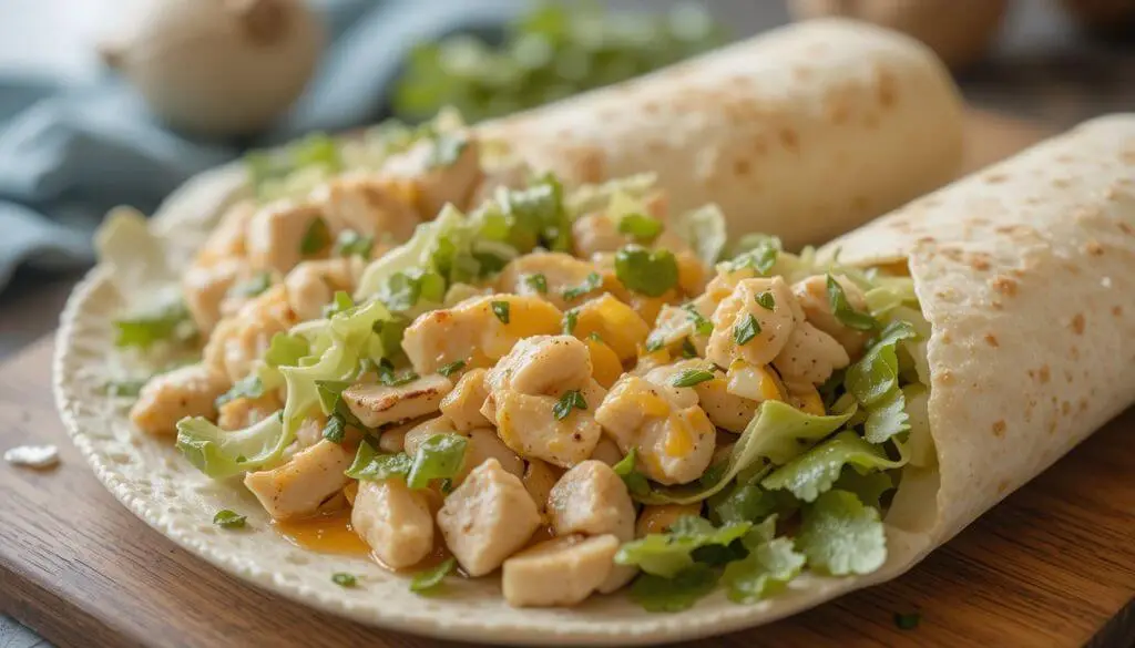 Cheesy Garlic Chicken1 Cheesy Garlic Chicken Wraps