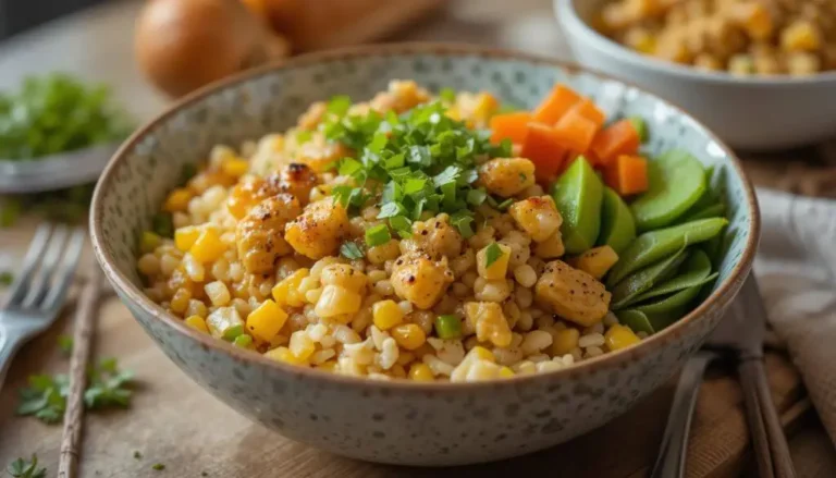 street corn chicken rice bowl